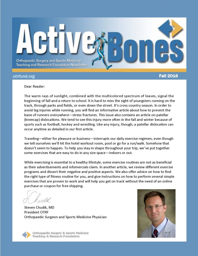 OTRF fall newsletter: a trusted source for reliable sports, fitness and injury prevention information