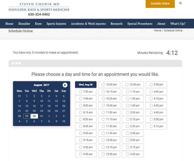 Because injuries are never planned, be prepared by bookmarking Dr. Steven Chudik’s online scheduling tool today!