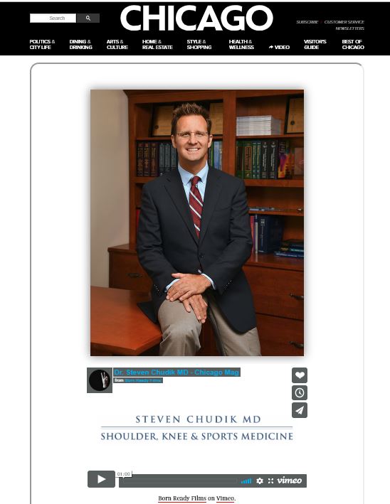 Dr. Steven Chudik featured in video on Chicago Magazine website
