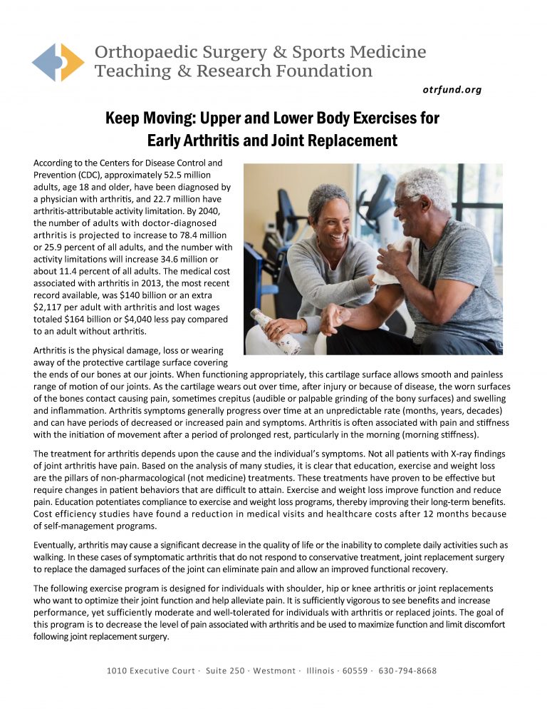 New OTRF exercise program helps decrease pain, maximize function for individuals with arthritis or a joint replacement