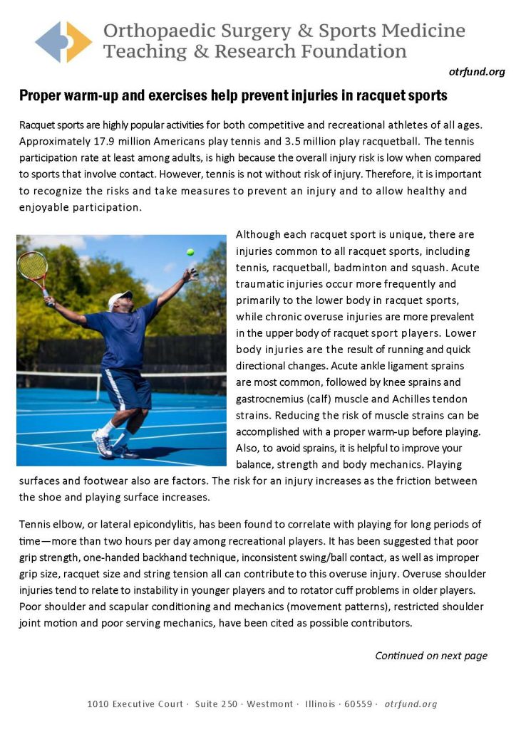 Pre- and in-season conditioning important for preventing injuries